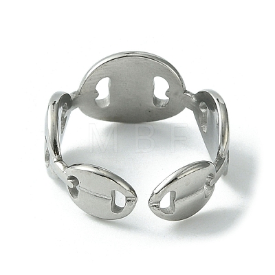 304 Stainless Steel Open Cuff Ring RJEW-L110-018P-1