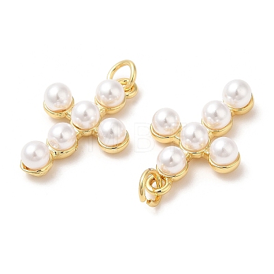 Brass Plastic Imitation Pearls Pendants X-KK-Q775-23G-1