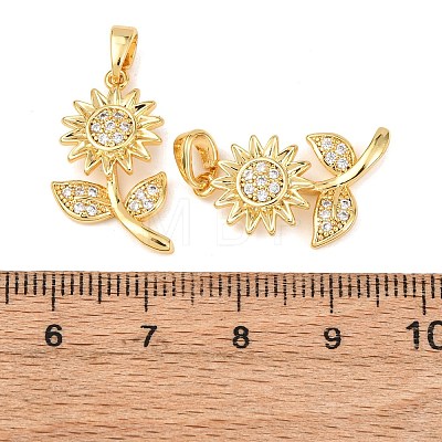 Brass Micro Pave Clear Cubic Zirconia Pendants KK-G543-05G-01-1