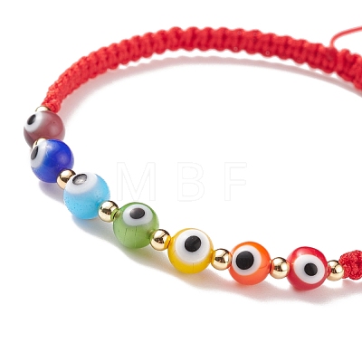 Lampwork Round Evil Eye Braided Bead Bracelet BJEW-TA00139-01-1