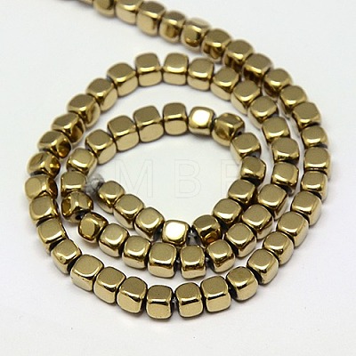 Electroplate Non-magnetic Synthetic Hematite Beads Strands G-J172-3x3mm-08-1