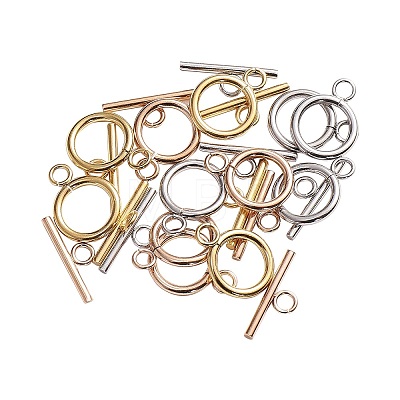 Vacuum Plating 304 Stainless Steel Ring Toggle Clasps STAS-CJ0001-46-1