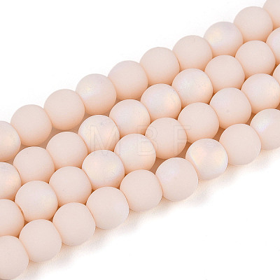 Frosted Opaque Glass Beads Strands GLAA-T032-P6mm-MBB09-1