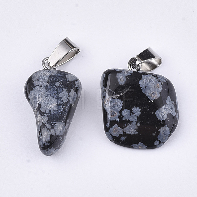 Natural Snowflake Obsidian Pendants G-Q996-01-1