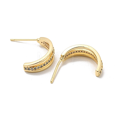 Brass with Clear Cubic Zirconia Stud Earrings EJEW-B035-11KCG-1