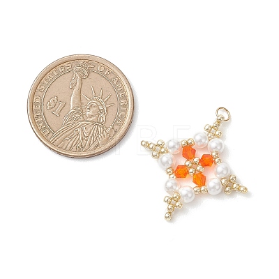 Glass Seed Beaded Star Pendants PALLOY-MZ01165-04-1