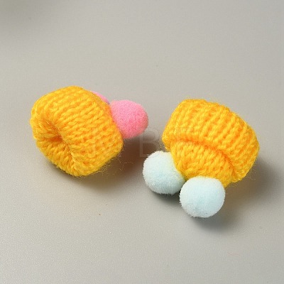 Woolen Crochet Mini Hat with Double Pom Pom Ball DIY-WH0032-56J-1