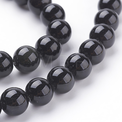 Natural Obsidian Beads Strands X-G-G099-8mm-24-1