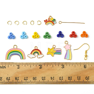 Rainbow Color Seed Beads DIY Earring Making Kits DIY-FS0006-68-1