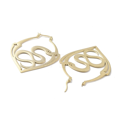 304 Stainless Steel Jar with Snake Hoop Earrings for Women EJEW-R156-01G-1