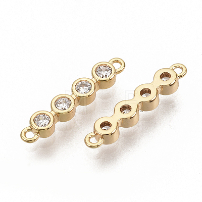 Brass Micro Pave Clear Cubic Zirconia Links connectors X-ZIRC-T011-11G-NF-1