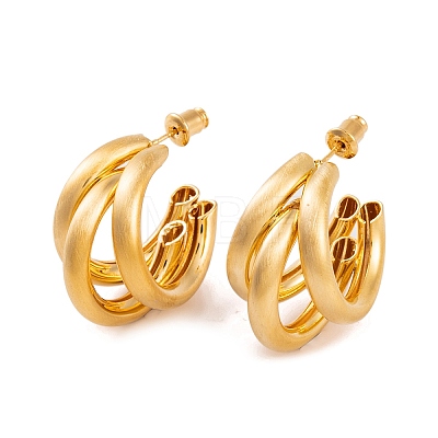 C-Shaped Brass Multi-Strand Half Hoop Stud Earrings for Women EJEW-G391-05G-1