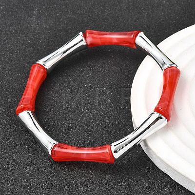 Plating Resin Beads Stretch Bracelets for Women BJEW-P374-02P-1