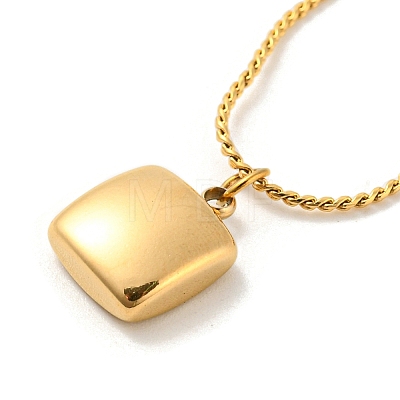 Synthetic Shell Square Pendant Necklace NJEW-G085-10G-1