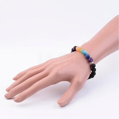 Natural Lava Rock Bead Stretch Bracelets BJEW-JB02508-1