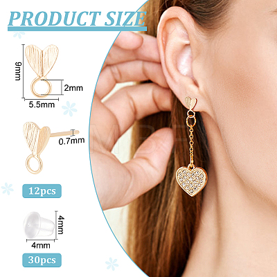 6 Pairs Brass Stud Earring Finding KK-BC0011-90-1