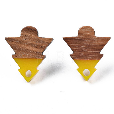Resin & Walnut Wood Stud Earring Findings MAK-N032-024A-1