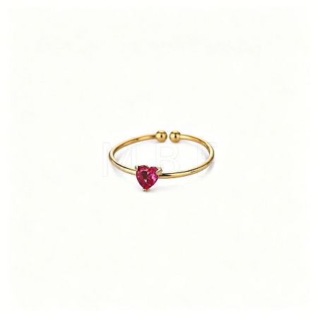 Adjustable Birthstone 304 Stainless Steel Micro Pave Cubic Zirconia Cuff Open Rings WGB2F1D-10-1