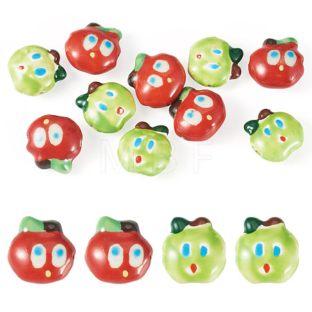 10Pcs 2 Colors Handmade Porcelain Beads PORC-TA0001-65-1