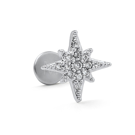 316L Surgical Stainless Steel Micro Pave Clear Cubic Zirconia Cartilage Earrings for Women Men WG67427-05-1