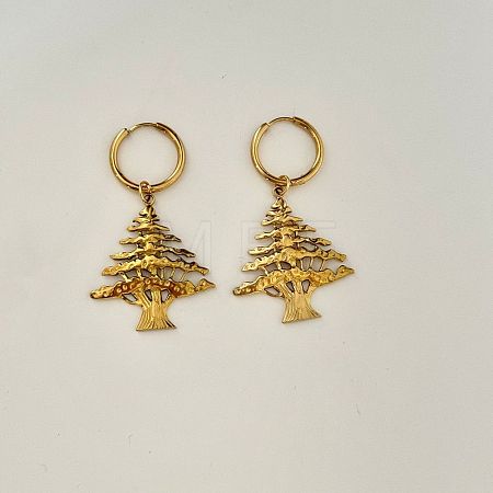 Christmas 304 Stainless Steel Hoop Dangle Earrings for Women WG2F4B5-01-1