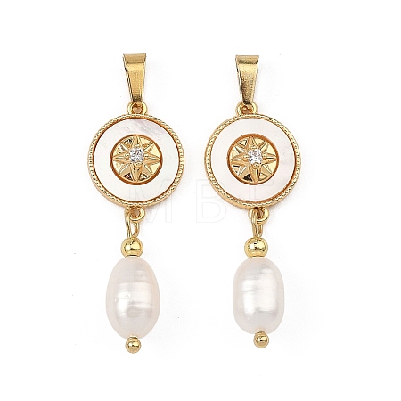 Natural Cultured Freshwater Pearl Rice Tassel Pendants PALLOY-JF05741-01-1