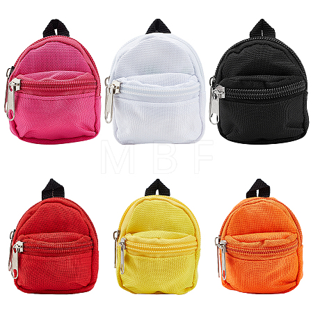 6Pcs 6 Style Casual Mini Cloth Doll Backpack AJEW-PH0004-15-1