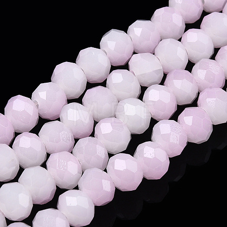 Two-Tone Imitation Jade Glass Beads Strands GLAA-T033-01B-07-1