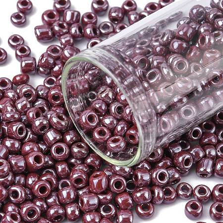 6/0 Opaque Colors Lustered Round Glass Seed Beads X-SEED-A012-4mm-126-1