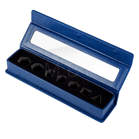 7-Slot Imitation Leather Dice Organizer Boxes with Magnetic Visible Window Lid ODIS-WH0079-105A-1