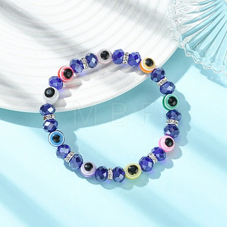 Resin & Glass & Brass Grade A Crystal Rhinestone Beaded Stretch Bracelets for Women BJEW-JB13813-1