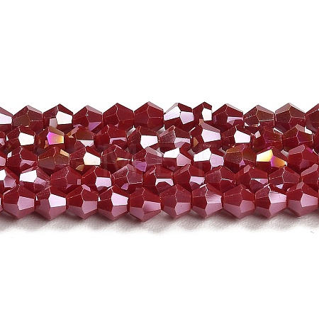 Opaque Solid Color Electroplate Glass Beads Strands EGLA-A039-P4mm-B01-1