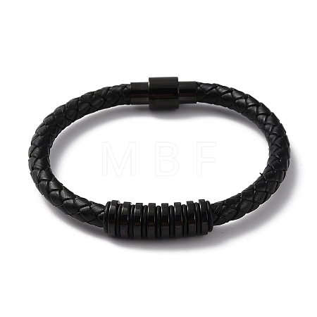 Leather Braided Round Cord Bracelet BJEW-F460-06EB-1