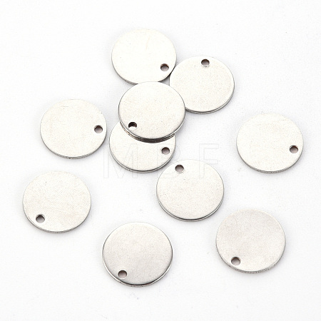 Non-Tarnish 201 Stainless Steel Stamping Blank Tag Pendants STAS-T058-12mm-P-1