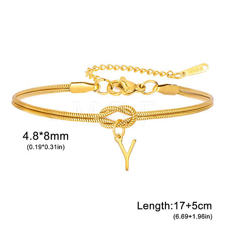 304 Stainless Steel Initial Charm Bracelets FS-WGD8E41-04-1