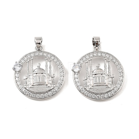 Brass & Clear Cubic Zirconia Pendants KK-G558-13P-1