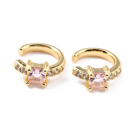 Brass Micro Pave Cubic Zirconia Cuff Earrings X-EJEW-K086-02G-07-1
