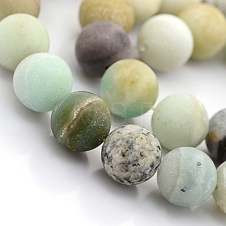 Natural Frosted Flower Amazonite Round Beads X-G-D616-4mm-1