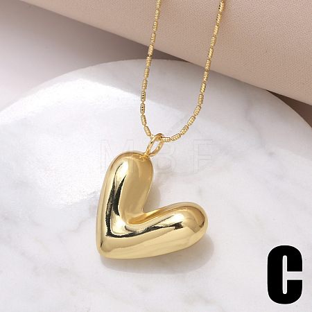 Valentine's Day Brass Heart Pendant Necklaces for Women FS-WG7F68C-03-1