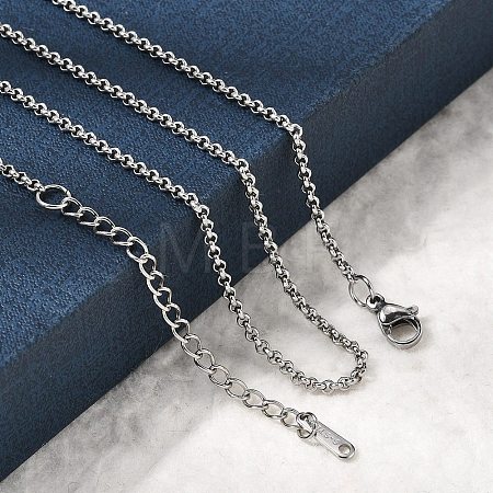 12Pcs 2MM 304 Stainless Steel Rolo Chain Necklaces for Men Women NJEW-H093-12P-1