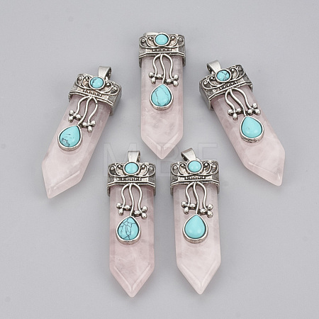 Natural Rose Quartz Pendants G-S292-05E-1