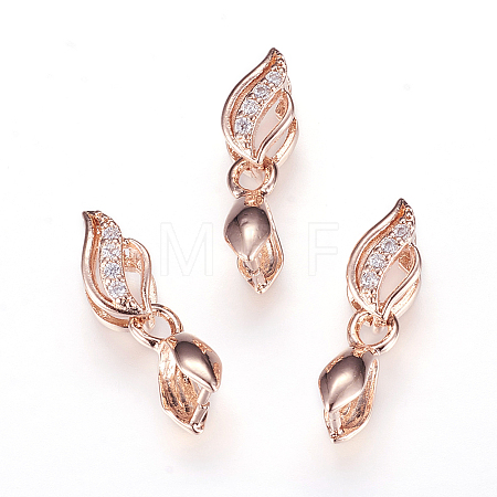 Long-Lasting Plated Brass Micro Pave Cubic Zirconia Ice Pick Pinch Bails X-ZIRC-F063-03RG-1