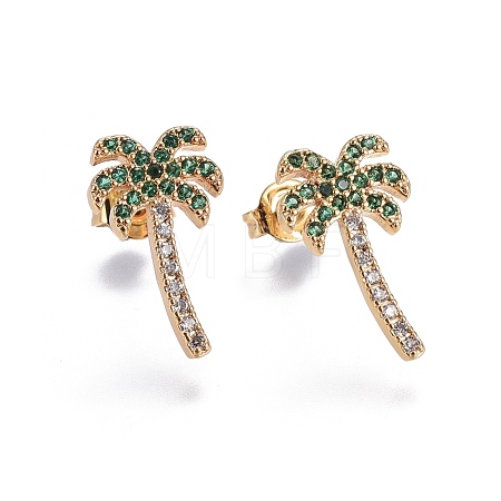 Brass Micro Pave Cubic Zirconia Stud Earrings EJEW-L224-16G-1