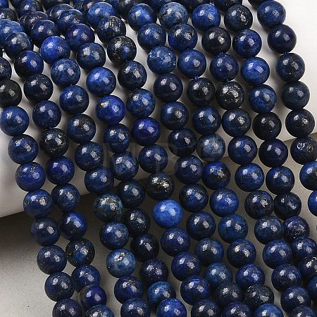 Dyed Natural Lapis Lazuli Round Beads Strands G-M169-4mm-05-1