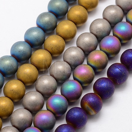 Electroplate Non-magnetic Synthetic Hematite Beads Strands G-R363-8mm-M-1