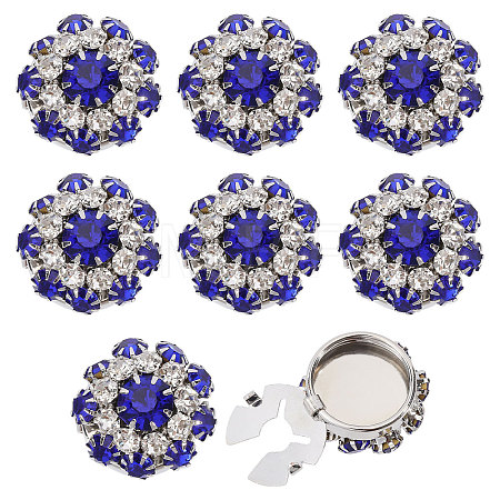 8Pcs Brass Rhinestone Cufflinks BUTT-GL0001-07A-1