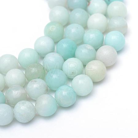 Round Natural Grade A Amazonite Bead Strands G-R345-8mm-16-1