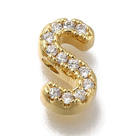 Rack Plating Brass Micro Pave Clear Cubic Zirconia Beads KK-G500-30G-S-1