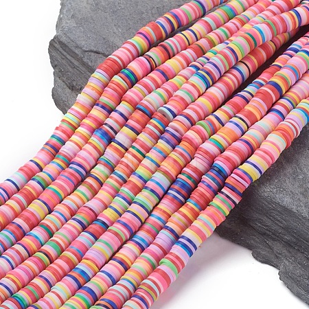 Flat Round Handmade Polymer Clay Beads CLAY-R067-8.0mm-M1-1