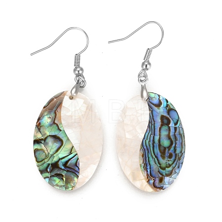 White Shell & Abalone Shell/Paua Shell Dangle Earrings EJEW-K081-03D-1